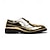 billige Brogue sko-brogue-sko i guldlak i imiteret læder til mænd - klassisk snøredesign med vingespidser til formelle begivenheder, fester og bryllupper
