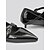 abordables tacones kitten-Zapatos de tacón de aguja con punta puntiaguda y hebilla de doble tira para mujer en charol negro: zapatos elegantes para la oficina y eventos formales