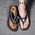 cheap Dress Sandals-Men&#039;s Vintage Brown Faux Leather Flip Flops - Handmade Open-Toe Summer Sandals with Non-Slip Sole for Beach, Travel and Casual Wear