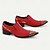 tanie Klasyczne Buty Eleganckie-męskie czerwone zamszowe wsuwane buty z metalowym noskiem i modnym paskiem - elegancki styl zachodni na formalne wydarzenia i imprezy