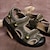 abordables sandalias de exterior-Sandalias de senderismo de piel sintética marrón para hombre: correas ajustables, diseño de punta cerrada, suela antideslizante, calzado exterior duradero para trekking de verano