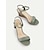 voordelige Damessandalen-Groene sandalen met sleehak voor dames met verstelbare enkelband, open teenontwerp en comfortabele zool voor zomerkleding en casual uitjes