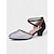 abordables Chaussures de danses latines-chaussures de danse à paillettes bleues et argentées avec bride croisée – confort à talon bas pour la danse de salon et les performances