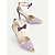 billige Stiletto hæler-stiletthæler med lavendel t-rem for kvinner med gullaksenter og sløyfedetaljer, elegante fest- og kveldssko for spesielle anledninger