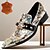 abordables Chaussures de Costume Élémentaires-chaussures habillées à enfiler en cuir multicolore pour hommes avec embout décoratif en métal et accent de bijoux - mocassins formels en cuir de vachette de qualité supérieure pour les fêtes et les mariages