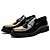 billige Semi-formel-mænds slip-on loafers i sort og guld med dekorativt spænde og brogue detaljer – stilfulde formelle sko til kontor og særlige lejligheder