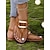 economico Infradito da Vacanza-sandali bassi color cuoio da donna con dettaglio fibbia dorata – calzature estive casual ed eleganti per la spiaggia, le vacanze e l&#039;uso quotidiano