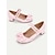 abordables Années 1950-Escarpins Mary Jane roses pour femmes avec bride à double boucle et détail nœud - jolies chaussures à talon bloc de style rétro pour les occasions décontractées et habillées