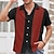 abordables Diseño Geométrico-Camisa de hombre estilo vintage de los años 50, camisa de bolos, camisa casual, camisa abotonada, negra, blanca, azul, roja, verde, manga corta, bloques de color, dobladillo, vacaciones, estampado urbano, ropa de calle