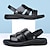 cheap Casual Sandals-Men's Black Faux Leather Sandals - Open-Toe Summer Footwear with Cross-Strap Design and Comfortable Sole for Casual Outdoor Wear