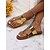 billiga Semester Sandaler-damsandaler med kroc-mönstrad slip-on i guld med bekväm passform – snygga vardagsskor för sommar, strand och semester