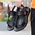 billiga Semester Sandaler-Herr Sandaler Platta sandaler PU Läder Andningsfunktion Bekväm Halksäker Loafers Svart Brun