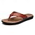 billige Kjole sandaler-brune flip flops i imitert skinn for menn - uformelle sommersandaler med åpen tå og komfortabel såle for strand- og hverdagsbruk