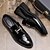 billige Semi-formel-mænds slip-on loafers i sort og guld med dekorativt spænde og brogue detaljer – stilfulde formelle sko til kontor og særlige lejligheder