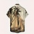 baratos Plantas Tropicais-Homens Coqueiro Veleiro Camisa havaiana camisa de botão Manga Curta Vintage retrô Férias Feriado Roupa de Praia Verão Primavera Aberto para a Lateral camisas de colarinho Cáqui