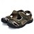 abordables sandalias de exterior-Sandalias de senderismo de piel sintética marrón para hombre: correas ajustables, diseño de punta cerrada, suela antideslizante, calzado exterior duradero para trekking de verano