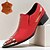 tanie Klasyczne Buty Eleganckie-męskie czerwone zamszowe wsuwane buty z metalowym noskiem i modnym paskiem - elegancki styl zachodni na formalne wydarzenia i imprezy