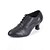 abordables Chaussures de danses latines-chaussures de danse à lacets en cuir noir avec talons bas pour femmes - chaussures confortables pour les séances de salon et d'entraînement