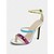 abordables Fête de la Vie Nocturne-talons aiguilles métalliques multicolores pour femmes – sandales à bout ouvert vibrantes pour les fêtes et les événements spéciaux