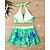 billiga Surfing Tankinis och Bikinis-Dam Tankini Tvådelad baddräkt Öppen rygg Badkläder Blommig Badkläder Svart Gul Andningsfunktion Snabb tork Lättvikt Ärmlös - Simmning Surfing Strand Sommar Vår