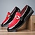 economico Semi-formale-mocassini da uomo di lusso in velluto rosso e pelle verniciata nera – eleganti scarpe eleganti slip-on con fibbia in metallo per matrimoni ed eventi formali