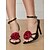 voordelige Semi-formeel-Zwarte sandalen met hoge hak en rode bloemenversieringen - chique feestschoenen voor dames en bruiloften