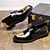 billige Semi-formel-mænds slip-on loafers i sort og guld med dekorativt spænde og brogue detaljer – stilfulde formelle sko til kontor og særlige lejligheder