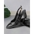 levne Block Heels-dámské černé lodičky na podpatku se slingbackem s vyraženým vzorem Croc – elegantní a pohodlné boty pro kancelářské nošení i formální příležitosti