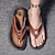 cheap Dress Sandals-Men&#039;s Vintage Brown Faux Leather Flip Flops - Handmade Open-Toe Summer Sandals with Non-Slip Sole for Beach, Travel and Casual Wear
