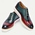 baratos Tênis de couro premium-Sapatos oxford masculinos de couro bovino premium com degradê – design perfurado pintado à mão com sola leve para eventos empresariais e formais