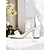 voordelige Prom-Witte satijnen bruidssandalen met blokhak en bloemen enkelbandje – perfect voor bruiloften en recepties