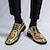 billige Brogue sko-brogue-sko i guldlak i imiteret læder til mænd - klassisk snøredesign med vingespidser til formelle begivenheder, fester og bryllupper