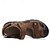 abordables sandalias de exterior-Sandalias de senderismo de piel sintética marrón para hombre: correas ajustables, diseño de punta cerrada, suela antideslizante, calzado exterior duradero para trekking de verano