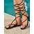 billige Ferietøfler-svarte gladiator-sandaler med snøring for kvinner - flatt design med stropper for sommerstrand og fritidsklær