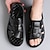 cheap Casual Sandals-Men's Black Faux Leather Sandals - Open-Toe Summer Footwear with Cross-Strap Design and Comfortable Sole for Casual Outdoor Wear