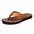 billige Kjole sandaler-brune flip flops i imitert skinn for menn - uformelle sommersandaler med åpen tå og komfortabel såle for strand- og hverdagsbruk