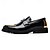 billige Semi-formel-mænds slip-on loafers i sort og guld med dekorativt spænde og brogue detaljer – stilfulde formelle sko til kontor og særlige lejligheder