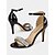 voordelige Cocktail-Zwarte lakleren sandalen met hoge hak en strass-versieringen - avond- en trouwschoenen voor dames