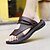 billiga Semester Sandaler-Herr Sandaler Platta sandaler PU Läder Andningsfunktion Bekväm Halksäker Loafers Svart Brun
