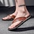 cheap Dress Sandals-Men&#039;s Vintage Brown Faux Leather Flip Flops - Handmade Open-Toe Summer Sandals with Non-Slip Sole for Beach, Travel and Casual Wear
