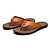 billige Kjole sandaler-brune flip flops i imitert skinn for menn - uformelle sommersandaler med åpen tå og komfortabel såle for strand- og hverdagsbruk