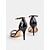 voordelige Cocktail-Zwarte lakleren sandalen met hoge hak en strass-versieringen - avond- en trouwschoenen voor dames
