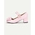 abordables Années 1950-Escarpins Mary Jane roses pour femmes avec bride à double boucle et détail nœud - jolies chaussures à talon bloc de style rétro pour les occasions décontractées et habillées