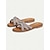 baratos Chinelos de slide-sandálias rasteiras femininas boêmias com strass – chinelos de praia brilhantes com tiras cruzadas para o verão e uso casual