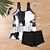 preiswerte Surfen Tankinis &amp; Bikinis-Damen Tankini Bikini, Zweiteiler Bademode Badeanzug Schwarz Weiß Atmungsaktiv Schnelltrocknend Leichtgewichtig Ärmellos - Schwimmen Surfen Strand Sommer Frühling Übergröße