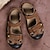 abordables sandalias de exterior-Sandalias de senderismo de piel sintética marrón para hombre: correas ajustables, diseño de punta cerrada, suela antideslizante, calzado exterior duradero para trekking de verano