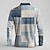billiga Color Block Polo för män-Herr Grafisk Våffelpikétröjor Långärmad Polotröjor Skjortor med krage Ledigt Utomhus Fritids- Streetwear Knappar Blå Grön Grå