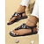 preiswerte Urlaubsandalen-Schwarze T-Riemchensandalen mit Blumenmuster für Damen mit bequemer Sohle – lässiges Sommerschuhwerk für den Strand und den Alltag
