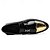 billige Semi-formel-mænds slip-on loafers i sort og guld med dekorativt spænde og brogue detaljer – stilfulde formelle sko til kontor og særlige lejligheder