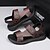billiga Semester Sandaler-Herr Sandaler Platta sandaler PU Läder Andningsfunktion Bekväm Halksäker Loafers Svart Brun